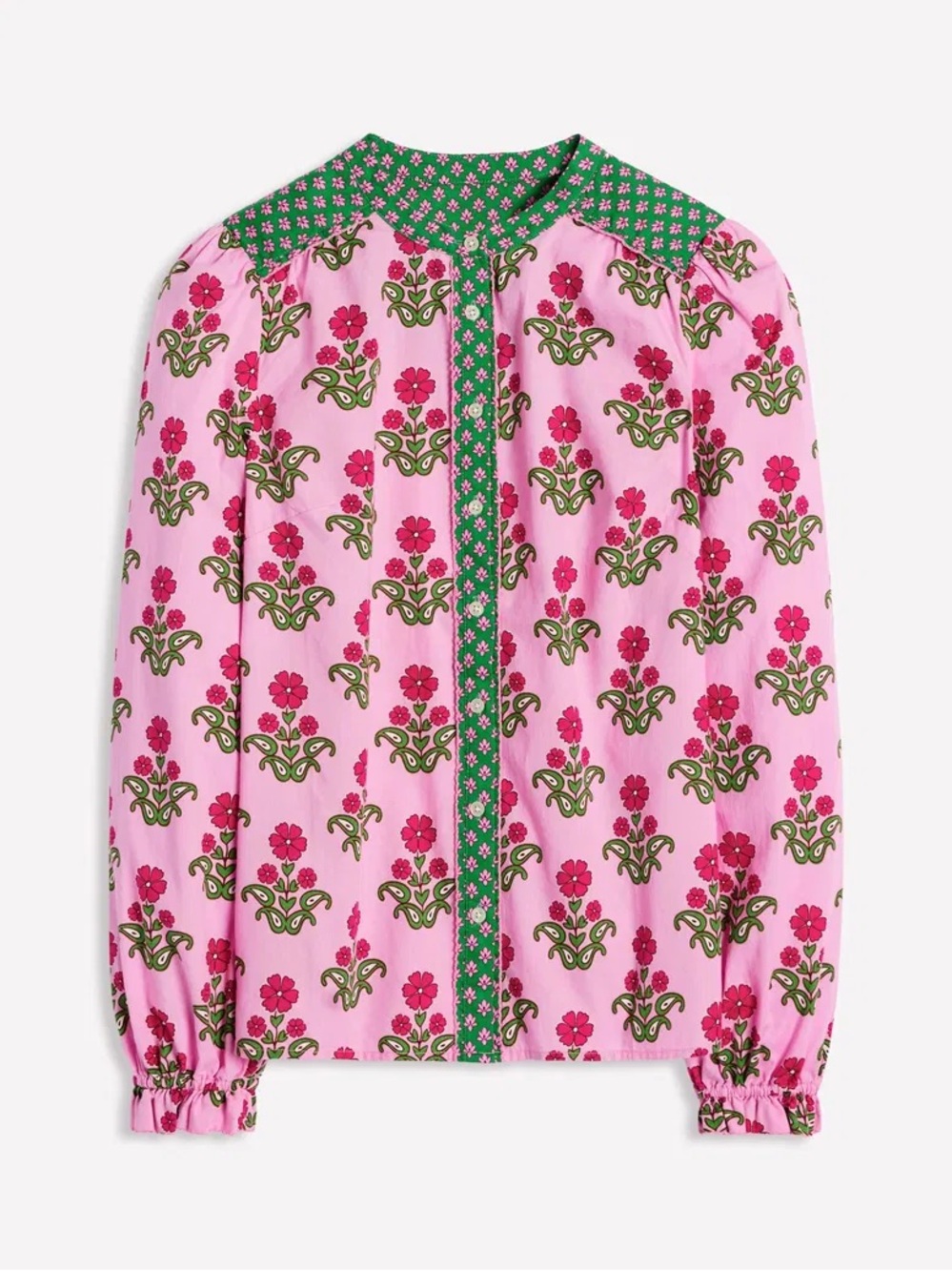 Boden Arabella Cotton Blouse Meadowsweet Pink Pansy Stamp Floral Top Size 6 - Picture 6 of 16
